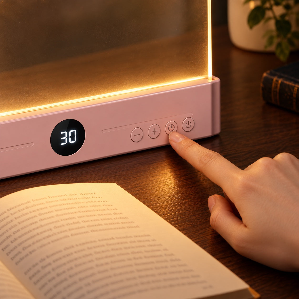 Close-up of the reading light controls